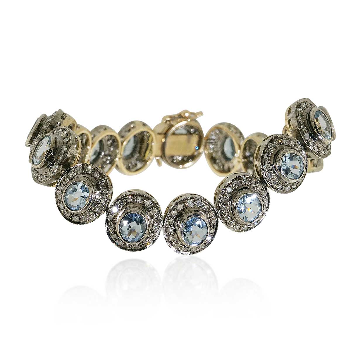Aquamarin-Diamant Armband mit 1,6ct Diamanten und 8,8ct Aquamarine  