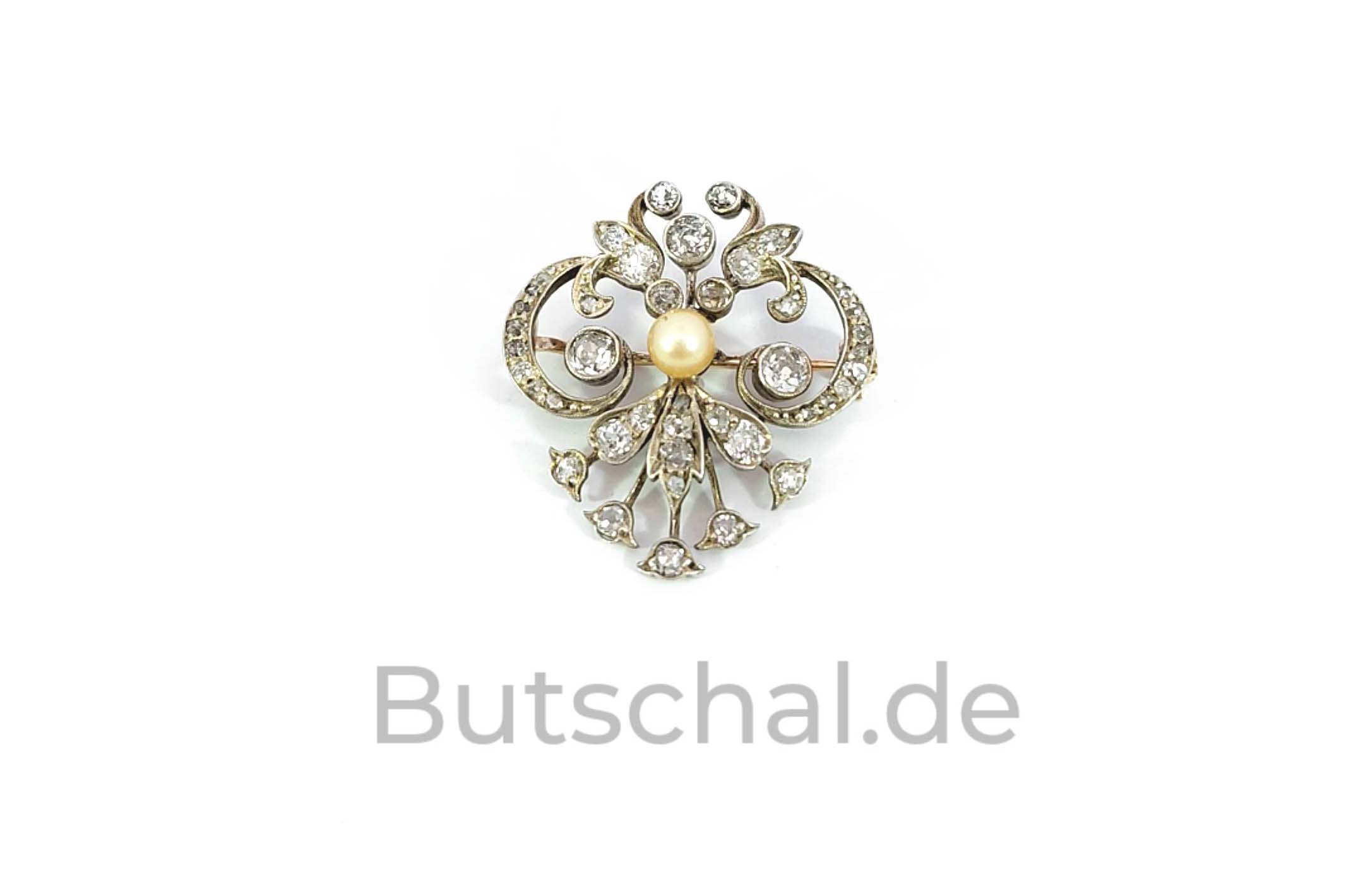 Diamant-Brosche „Margaritenblüte“, 14 kt Gelbgold mit 1,93ct Diamanten