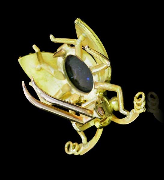 Insekten Brosche-Clip mit Amethyst Cabochon in 750 Gold