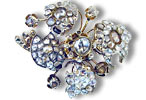antike  Brosche -  Blütenbouquet mit grossen  Diamantrosen, für Vergrösserung bitte hier klicken!