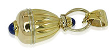 Gold-Anhänger Parfum Flacon mit 2 Lapisalzuli Cabochons, 750, für Vergrösserung bitte hier klicken!