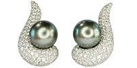 Ohrringe mit Diamanten 5,614ct und Tahitiperle aus 18kt Weißgold, für Vergrösserung bitte hier klicken!
