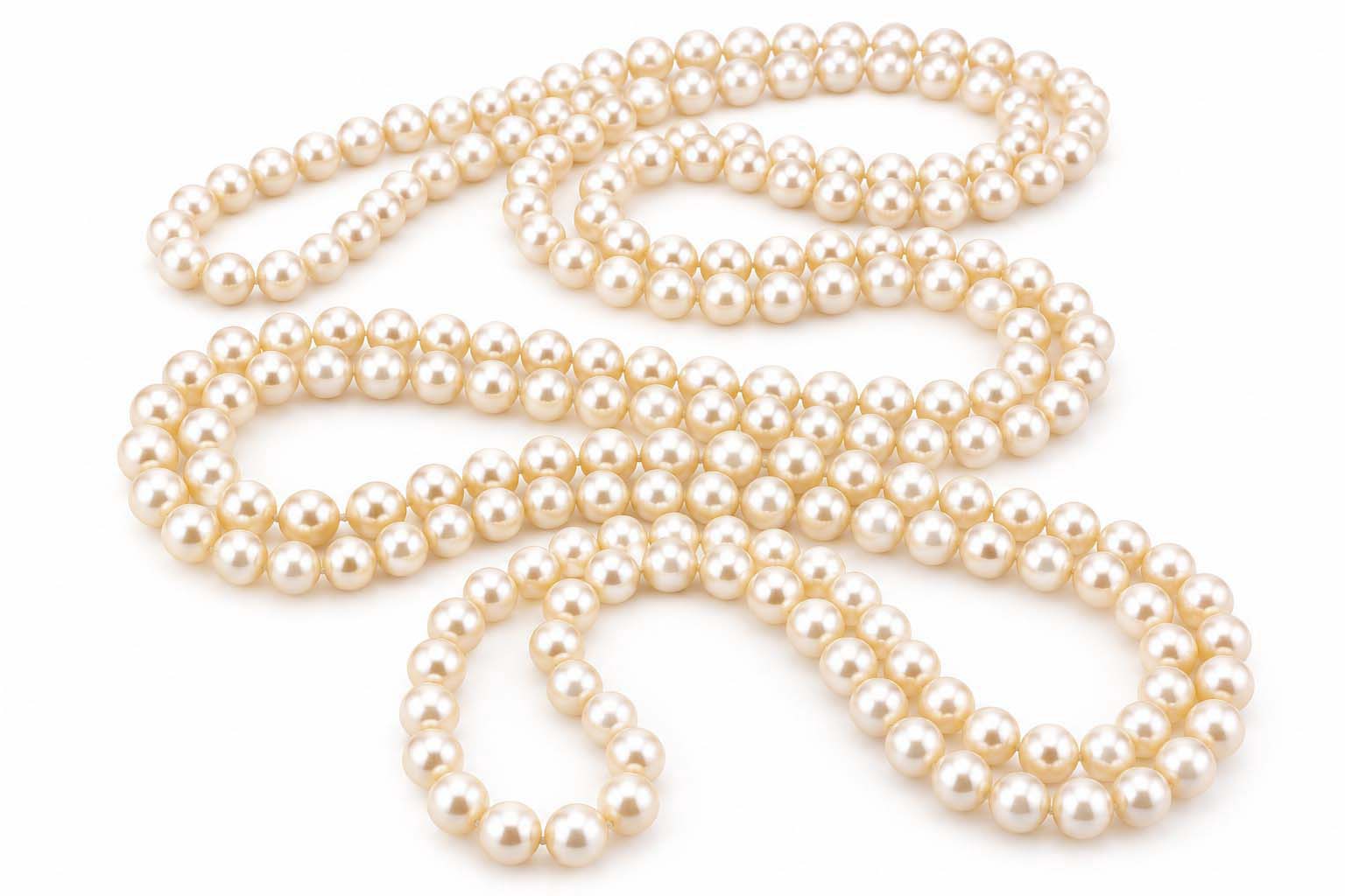 Lange wei�e Zuchtperlenkette, Perlen 9-9,5mm,L�nge 204cm