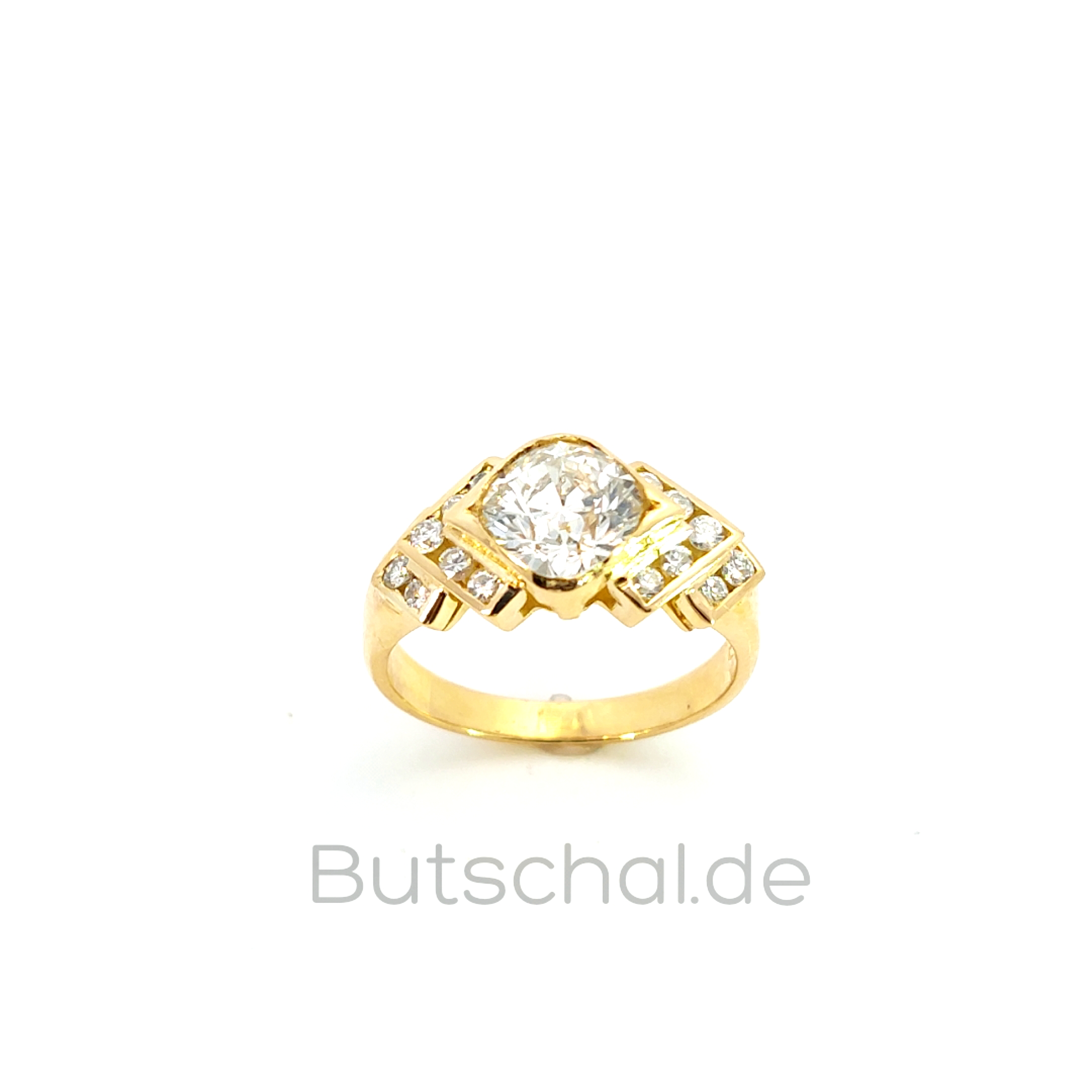 Weissgold Brillantring als Bandring in 18 kt mit 1,57ct Brillant | Diamantring