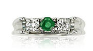 Smaragdring mit Diamanten 0,335ct und Smaragd 0,182ct, Weißgold 18kt, für Vergrösserung bitte hier klicken!