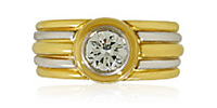 Solitär Brillant-Ring 18 kt Gelb- und Weißgold mit einem 1,00ct Brillanten, für Vergrösserung bitte hier klicken!
