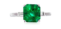 Muzo Smaragd|Smaragdring Diamantentrapezen, 2,93ct Kolumbianischer Smaragd aus Muzo, in Weißgold, für Vergrösserung bitte hier klicken!